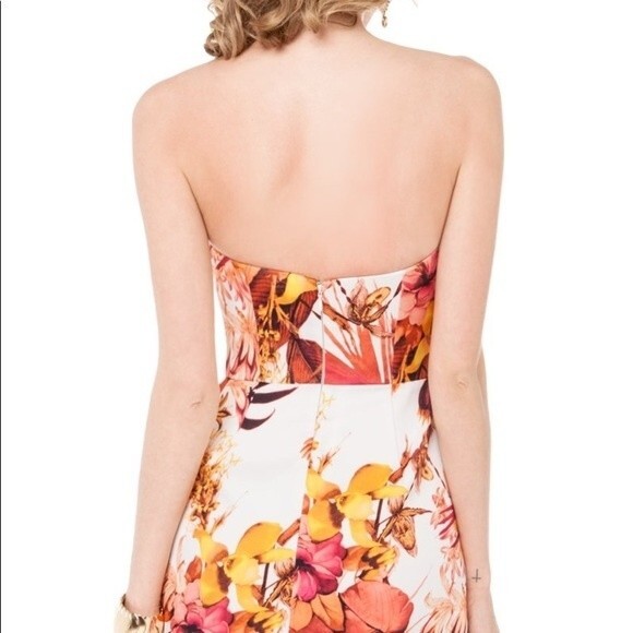 Cameo Empire Tropical Print Strapless Mini Dress M - Picture 2 of 15
